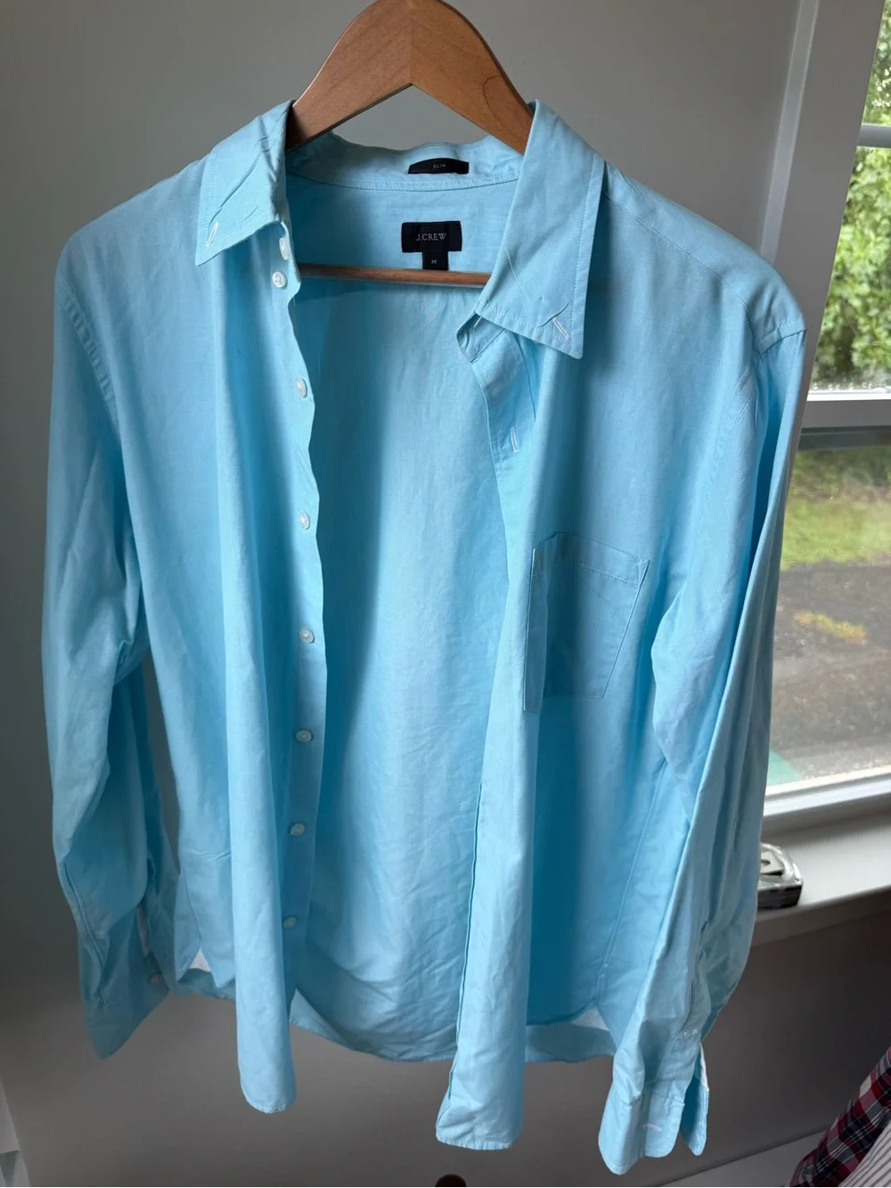 Light Blue J Crew Men's Button-Up Shirt